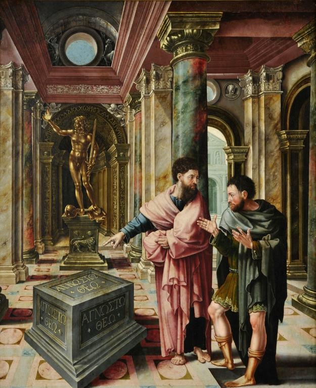 Lambert Lombard, Saint Paul et Saint Denis devant l'autel du Dieu inconnu, vers 1530, huile sur chêne © Musée des Beaux-Arts de Liège / La Boverie